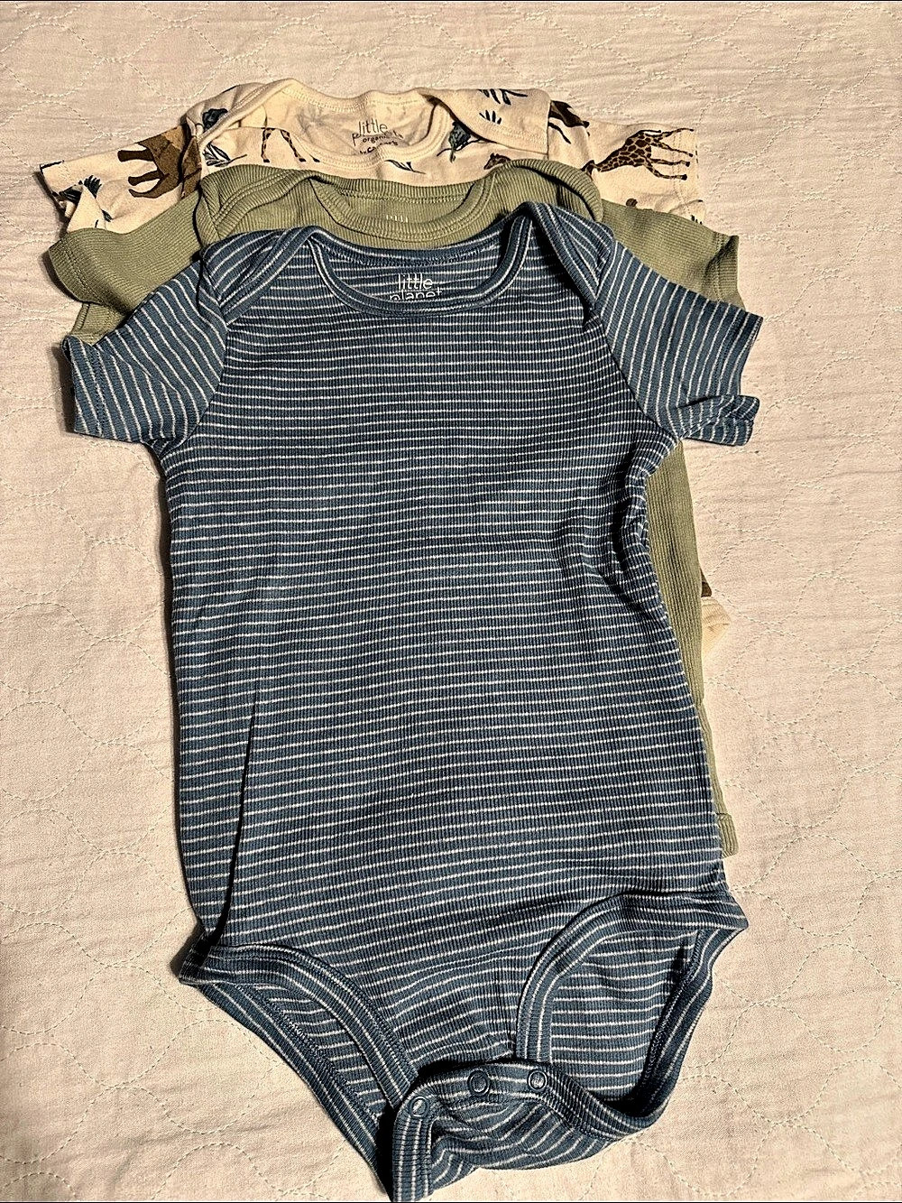 little planet by Carter's organic cotton bodysuits 3-Piece Set Blue & Green Baby
